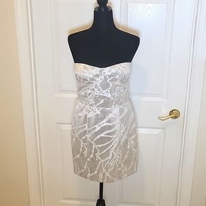Cynthia Steffe silver strapless mini dress size 6